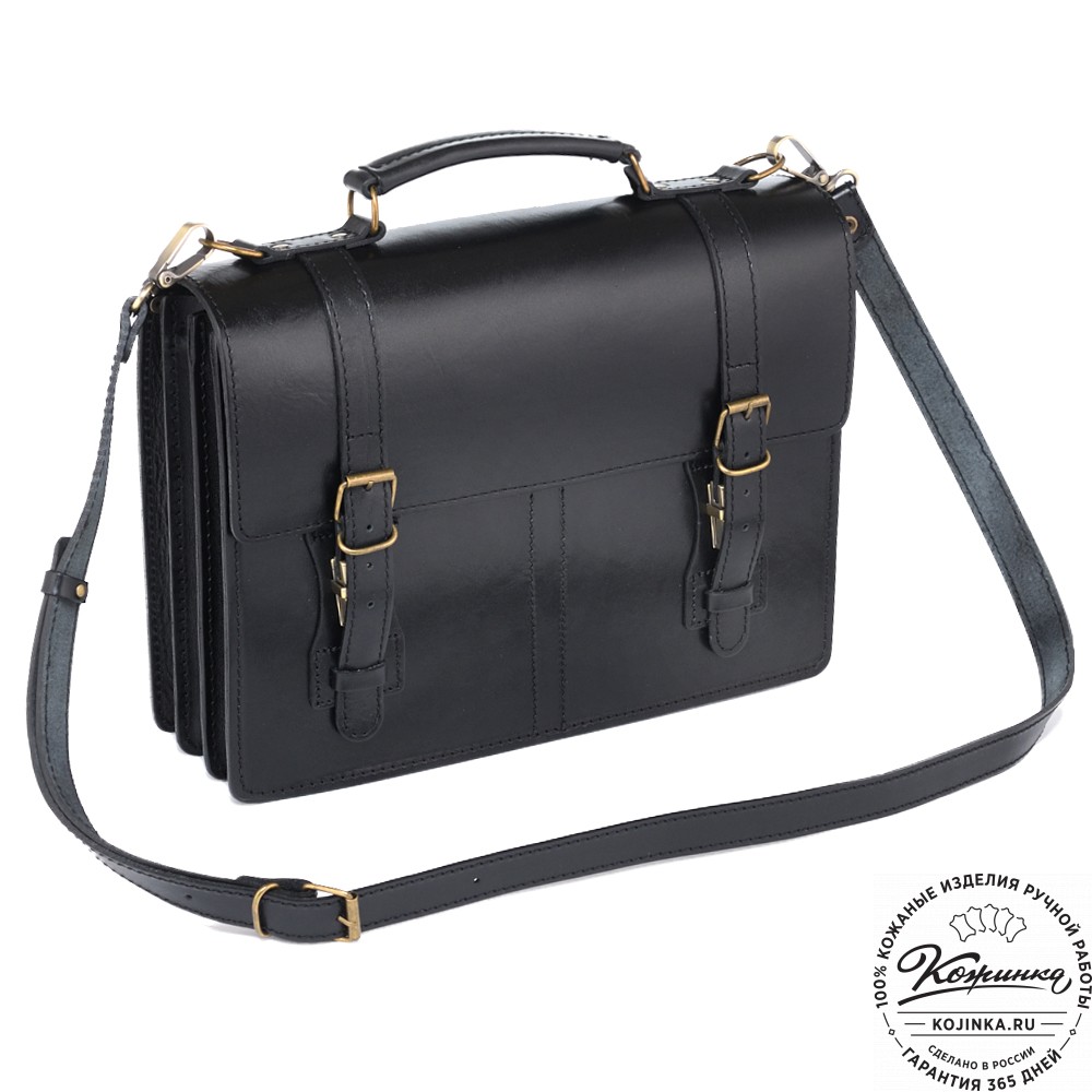 Деловой кожаный портфель "Увертюра" (чёрный)